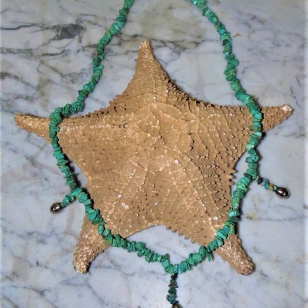Turquoise Necklace with sterling plated beads long